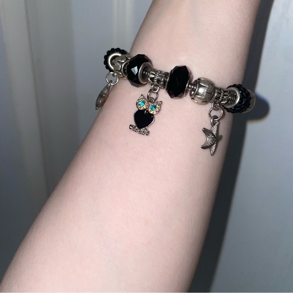 Silver Owl & Star Charm Bracelet